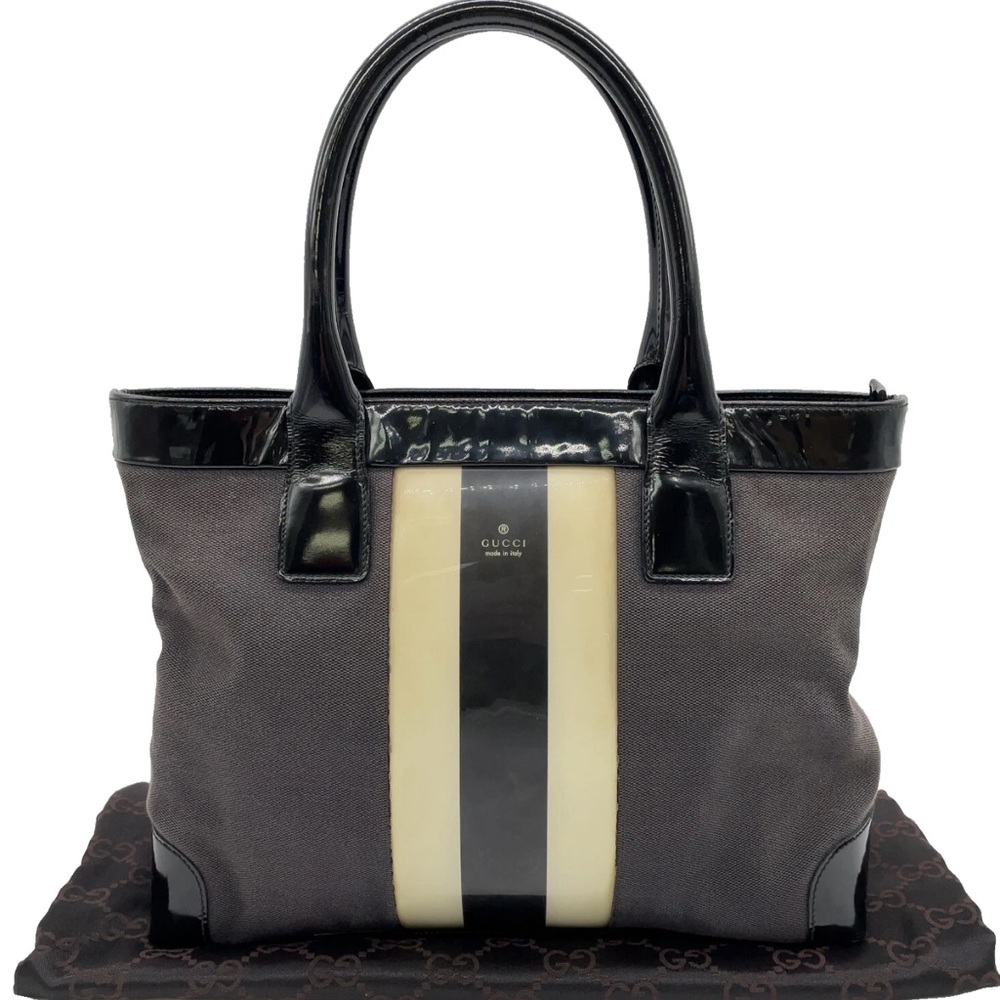 Gucci Black and Cream Structured Tote Bag